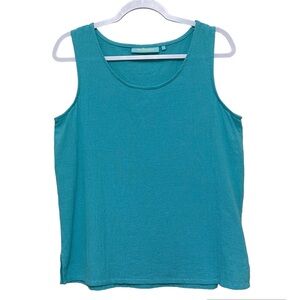 Anthony's Resort Wear Turquoise Slub Cotton Textured 100% Cotton Tank Top Size S